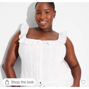 Wild Fable Ruffle Eyelet Tank Top in Black 4X